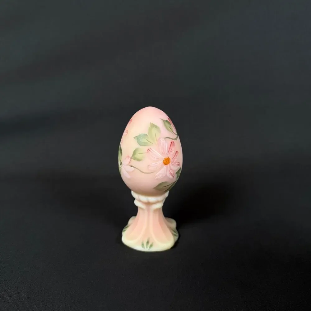 Fenton Uranium Glass Burmese Egg on Stand Pink Limited Edition 2078/3000